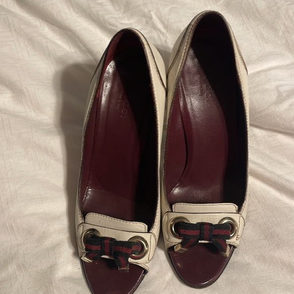 Gucci web bow open toe shoes used 6B 36 - Picture 3 of 9